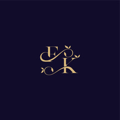 wedding initial FK organic and elegant concept beauty leaf monogram logo letter