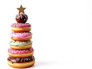 Donut Christmas tree with a glitter star topper