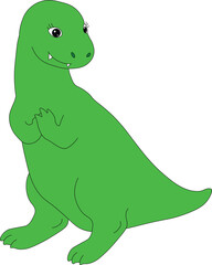 big tyrannosaurus girl stands happy raising her paws to her chest, cartoon, easy to edit, stock vector