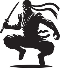 Ninja warrior silhouette vector illustration isolated on a white background © Md Hasan