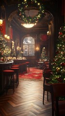 Christmas Decorations in a Grand Hall