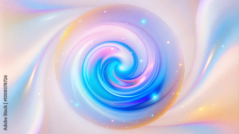 Poster a colorful spiral with a rainbow of pastel colors background. abstract grainy 3d render holographic 