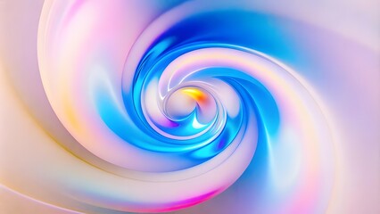 A colorful spiral with a rainbow of pastel colors background. Abstract grainy 3d render holographic iridescent wave in motion colorful background.