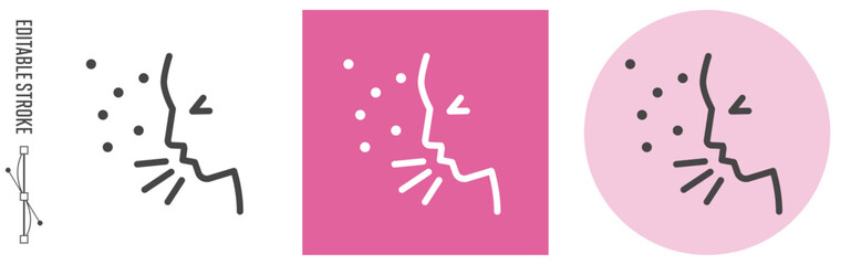 花粉症、くしゃみ｜ライン・アイコン　[線の編集可能]