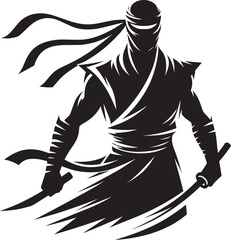 Ninja warrior silhouette vector illustration isolated on a white background