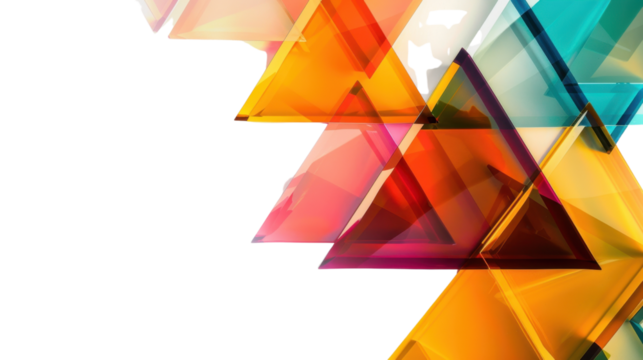 Vibrant geometric triangles on white background