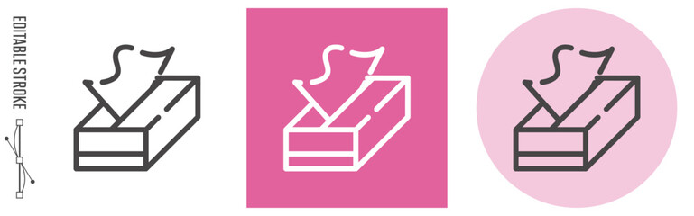 花粉症、ティッシュ｜ライン・アイコン　[線の編集可能]