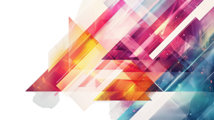 Vibrant geometric triangles on white background