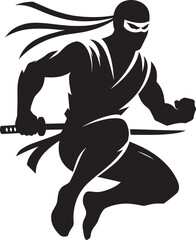 Ninja warrior silhouette vector illustration isolated on a white background