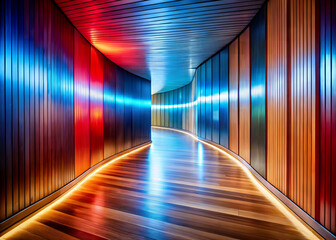 Abstract neon lights Long tunnel background with pink and blue laser rays, glowing lines, colorful hallway with a bright, 3d render or wallpaper