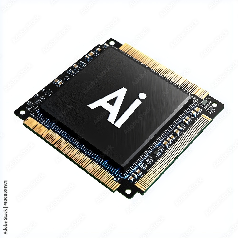 Poster sleek cpu with ai technology for advanced computing on white background
