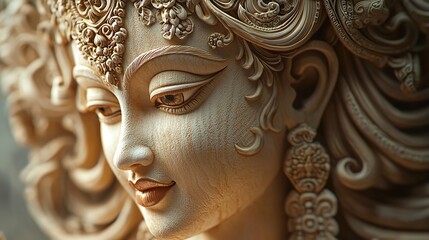 Obraz premium A beautifully adorned statue of a Hindu deity in a temple, highlighting religious devotion and culture
