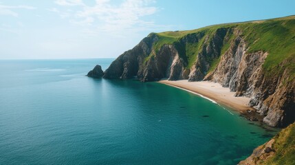 Fototapeta premium A beautiful ocean view with a rocky shoreline