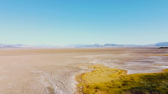 Nevada dry lake bed drone on a sunny summer day