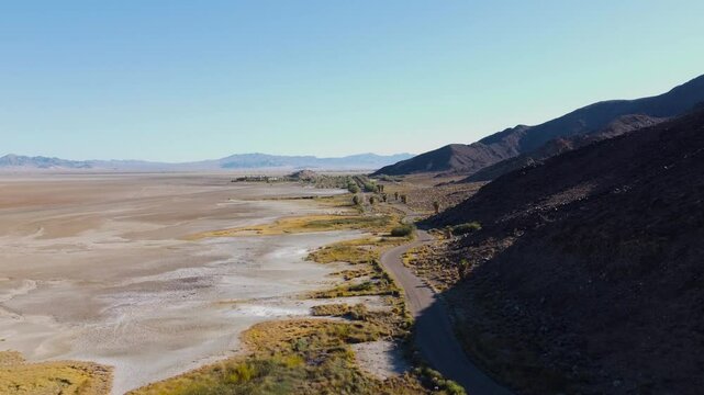 Sunny summer day Nevada desert drone