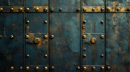 Fototapeta premium Dark Teal Metal Texture with Gold Accents - Background Illustration