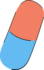 Cartoon hand-drawn medicine capsule illustration