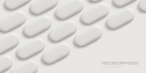 White abstract neomorphism background. 3d vector geometric design