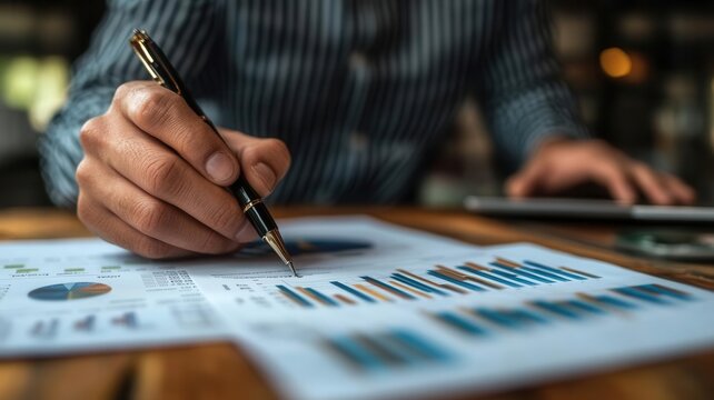 Business consultant presenting ROI calculations to clients, photorealistic