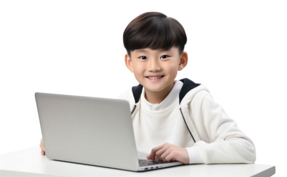 PNG Asian child student study online computer laptop kid. - Powered by Adobe