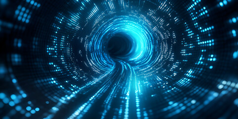 Fototapeta premium Warp Tunnel with Digital Data Streams