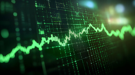 Fototapeta premium A Digital Green Line Chart Displays Fluctuating Data on a Computer Screen
