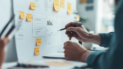 Entrepreneurs discussing project timelines with floating deadline indicators, project negotiation, time compromise