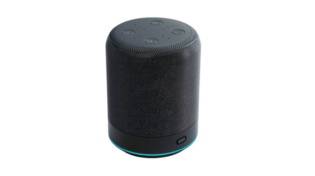 Smart speaker with touch control on white background