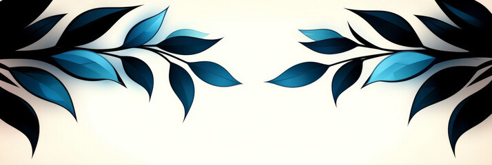 Fototapeta premium Abstract floral design with black and blue leaves.