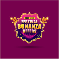 Festival Bonanza Offer 3D Extrude Logo Unit Vector. Advertising, Promotional, Marketing Offers