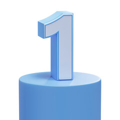 Blue 3D Number 1 On The Podium