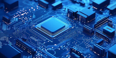 Close-Up of Microchip on Electronic Circuit Board