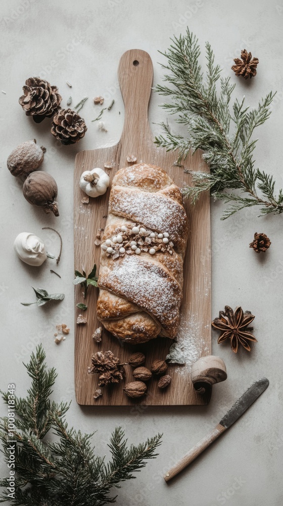 Canvas Prints A wooden cutting board topped with a loaf of bread