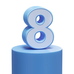 Blue 3D Number 8 On The Podium