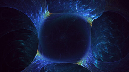 Obraz premium 3D manual rendering abstract blue fractal light background. Its not AI Generatd illustration.