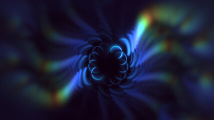 Obraz premium 3D manual rendering abstract blue fractal light background. Its not AI Generatd illustration.