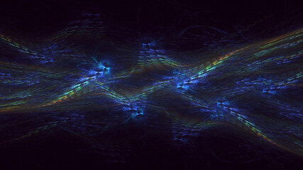 3D manual rendering abstract blue fractal light background. Its not AI Generatd illustration.