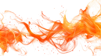 Bright and dynamic fire flames on white background