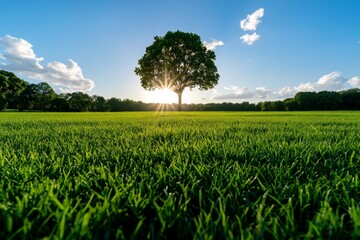 A wide-open field under a rising sun, with a single tree in the distance, symbolizing the endless potential that tomorrow&acirc;&euro;&trade;s opportunities offer
