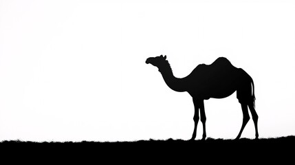 A dromedary outline on a clean background, perfect for customizable poster designs with generous space for text.