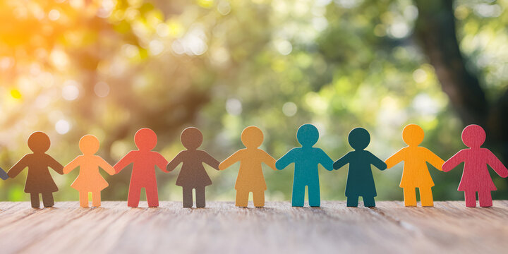 Diverse people icons, colorful paper cutouts, unity concept, teamwork illustration, diversity and inclusion