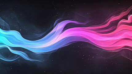 Abstract pink and blue waves on a black background