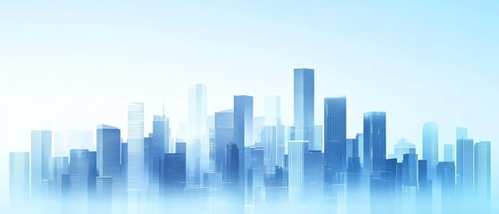 Modern city skyline silhouette, white isolate background
