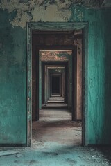 Obraz premium Endless Hallway with Mysterious Doors