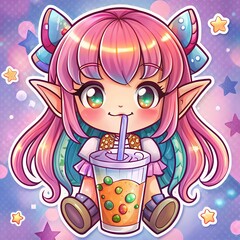 Sticker with a GIRL in a Drink ver1
