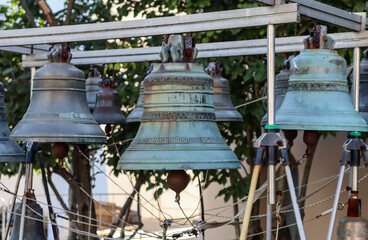 Fototapeta premium Yaroslavl, Yaroslavl region, Russia - 14.09.2024. Bells on the territory of the Yaroslavl Kremlin