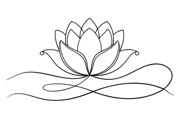 Elegant Lotus Line Art Vector