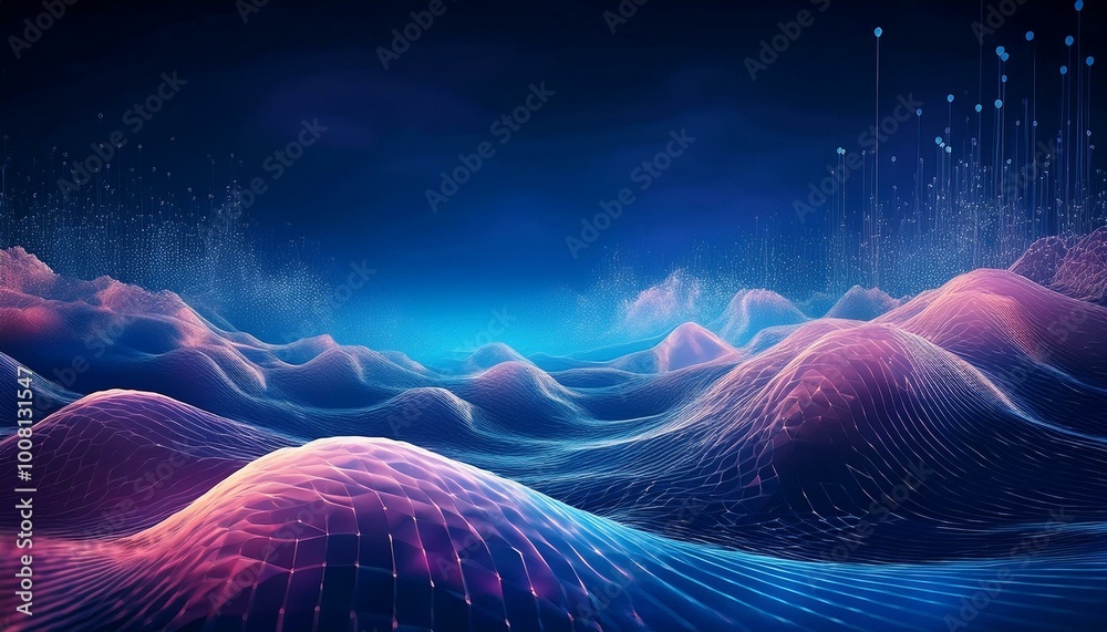 Poster beautiful futuristic abstract wave technology background with blue light digital effect corporate co