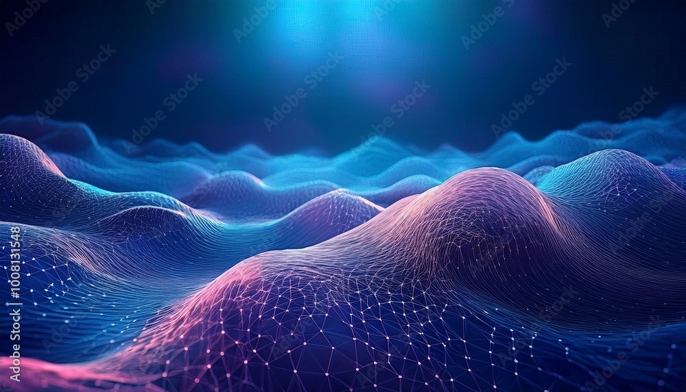 Poster beautiful futuristic abstract wave technology background with blue light digital effect corporate co