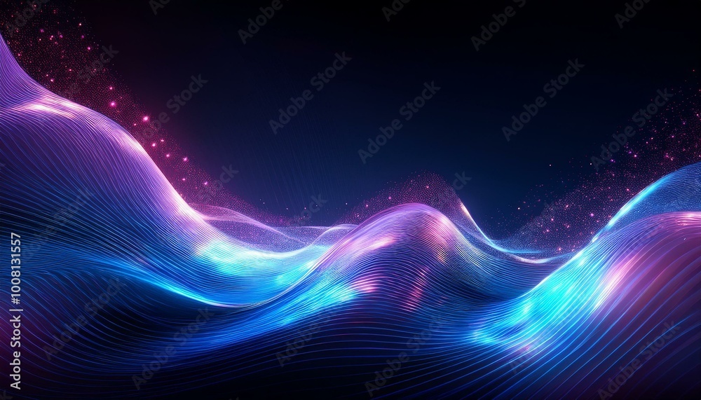 Aufkleber beautiful futuristic abstract wave technology background with blue light digital effect corporate co